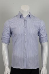 Uzun Kol Slim Fit Çizgili Gömlek - 9