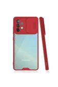 Nettech  Samsung Galaxy A72 Uyumlu Platin Kamera Kızaklı Arka Koruma Kılıf - Kırmızı - 1