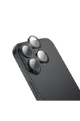 Nettech  İphone 16 Uyumlu Alüminyum Seri Kamera Cam Koruyucu - Siyah - 1