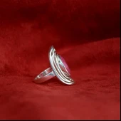 Yakut Taşlı Gümüş Yüzük - 5