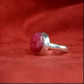 Yakut Taşlı Gümüş  Sadem Yüzük - 2