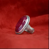 Yakut Rüzgarı Desenli Gümüş Yüzük - 6