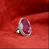 Yakut Rüzgarı Desenli Gümüş Yüzük - 5