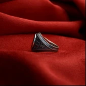 Gece Zırhı Gümüş Erkek Yüzük - 5