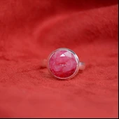 Yakut Taşlı Gümüş Sadem Yüzük - 3