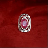 Yakut Taşlı Gümüş Yüzük - 4