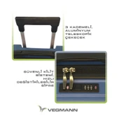 Vegmann Tartılı Scavel Mavi Orta Boy Valiz - 5