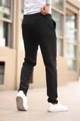 Düğmesiz Düz Kumaş Siyah Jogger Pantolon - 3
