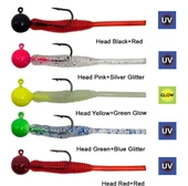 Kendo Hook Worm Jighead+Lrf Silikonu 2gr+4.5cm 5 Adet Head Pink+Silver Glitter - 2