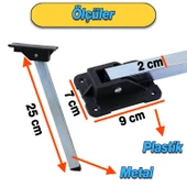 Metal Sofra Ayağı 25 cm Plastik Siyah Taban Katlanır Yer Sofrası Sini Altı Ayak Sehpa Masa (4 Adet) - 2