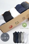 Erkek Çorap Pamuklu Extra Konforlu Ve Yumuşak File Vedili 5 Çift Kutulu Çorap Seti - 1