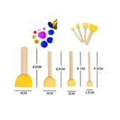 Tampon Ahşap Saplı Sünger Fırça Seti 4'lü Ponpon thumbnail 2