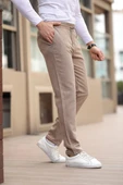 Düğmesiz Düz Kumaş Vizon Jogger Pantolon - 2