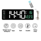 Uzaktan Kumandalı LED Dijital Duvar Saati Geri Sayım Tarih Sıcaklık Çift Alarm Özellikli - 3