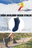 Termal Özellikli 2x Korumalı (3 ÇİFT) Asorti Renkli Kadın Kışlık Havlu Patik Çorap - 3