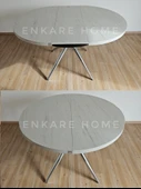 Enkare Oliva Masa - Yuvarlak Açılabilir Mdf Masa - Yenisey, Krom Ayak - 1
