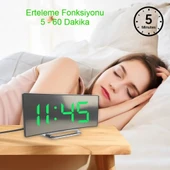 Masaüstü Ayna Çalar Saat Dekoratif LED 12/24 Saat Sıcaklık Modu USB Çalışan Taşınabilir Dijital Saat - 8