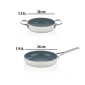 Sera Nova 2 Parça Seramik Tava Sahan Seti  Beyaz thumbnail 5