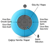 Su Geçirmez Mini Hoparlör Duş Keyfini Müziğe Dönüştür Silikon Vantuzlu Duş Hoparlörü - 4