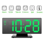 Masaüstü Ayna Çalar Saat Dekoratif LED 12/24 Saat Sıcaklık Modu USB Çalışan Taşınabilir Dijital Saat - 7