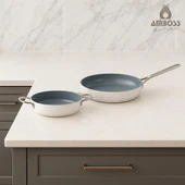 Sera Nova 2 Parça Seramik Tava Sahan Seti  Beyaz thumbnail 1