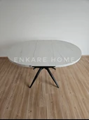 Enkare Oliva Masa - Yuvarlak Açılabilir Mdf Masa - Yenisey, Siyah Ayak - 2
