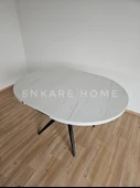 Enkare Oliva Masa - Yuvarlak Açılabilir Mdf Masa - Yenisey, Siyah Ayak - 4