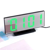 Masaüstü Ayna Çalar Saat Dekoratif LED 12/24 Saat Sıcaklık Modu USB Çalışan Taşınabilir Dijital Saat - 9