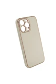 Nettech  İphone 13 Pro Uyumlu Coco Leather Seri Arka Koruma Kılıf - Gold - 2