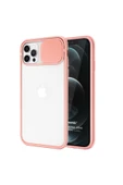 Nettech  Apple Iphone 12 Uyumlu Buzlu Kızaklı Kamera Korumalı Arka Koruma Kılıf - Pembe - 1