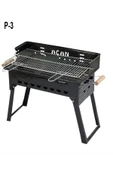 Açan Pervazlı Emaye Mangal P3 Battal Boy Barbekü Çift Kömürlü Izgara Katlanır Ayaklı 27x51cm - 1