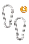 Depolife Çelik Yaylı Çelik Kanca 4 Adet Kara Bina Paslanmaz Karabina Seti Yaylı Klips Anahtarlı 8mm Kalınlık - 1