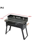 Açan Pervazlı Emaye Mangal P2 Büyük Boy Kömürlü Barbekü Çift Izgara Katlanır Ayaklı 27x44cm - 3