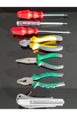 Depolife Pense Yan Keski Tornavida Gargaburun 2li Tornavida Kontrol Kalemi Falçata Takımı Izoleli 8 parça set - 4