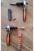 Depolife Fonksiyonel 1/2 ve 3/4 Cırcır Kollu Lokma seti 12 Parça Lokma Anahtar Takımı Somun Sökme adaptörlü - 7