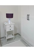 Depolife Abajur Komidin üstü masa üstü abajur lamba Kumaşlı 3 ayaklı Mor - 3