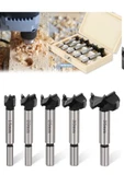 Depolife Tas Menteşe Freze Bıçağı Uç Seti 5 Parçalı Ahşap Delme Pancı Yuvarlak Delik Açma Matkap Ucu thumbnail 2