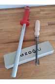 Depolife Tırpan Taşı Saplı Eğe Masat Seti 3 Parça Bıçak Balta Nacak Makas bileme seti - 2