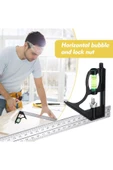Depolife Kombine Metrik Gönye Alüminyum Su Terazili 300mm 45-90 Derece Kombine Cetvel - 4