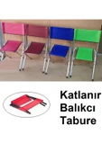 Depolife Katlanır Balıkçı Taburesi Piknik Deniz Plaj Doğa Araç Bagajı Için Ideal Sırt Dayanmalı Kırmızı - 6