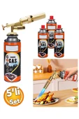 Depolife Çakmaklı Metal Pürmüz Kamp Gazı Kartuşlu Piknik Kamp Mangal Mutfak için 4 Adet 400ml Gaz ve  Başlık - 1