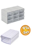 Depolife Şeffaf Çekmeceli Organizer Kutu 9 Kutu Dremel Gravür Boncuk Mücevher Saklama Kutusu düzenleyici - 1