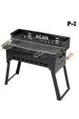 Açan Pervazlı Emaye Mangal P2 Büyük Boy Kömürlü Barbekü Çift Izgara Katlanır Ayaklı 27x44cm - 1