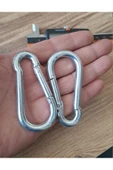 Depolife Çelik Yaylı Çelik Kanca 4 Adet Kara Bina Paslanmaz Karabina Seti Yaylı Klips Anahtarlı 8mm Kalınlık - 4