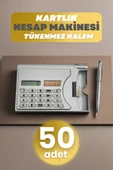 Depolife 50 Adet Taşınabilir Hesap Makinesi Güneş Enerjili Kartvizitlik Tükenmez Kalem Cep Tipi Calculator - 1