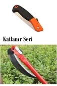 Depolife Katlanır Tırpan Çim Ot Çalı Ağaç Dal Kesme Budama Testere Bahçe Orağı Ve Katlanır Testere - 4