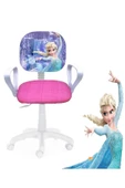 Depolife Çocuk Odası Ders Çalışma Ofis Koltuğu Öğrenci Sandalyesi Frozen Desenli Pembe Beyaz Tekerlekli thumbnail 1