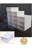 Depolife Şeffaf Çekmeceli Organizer Kutu 12 Kutu Dremel Gravür Boncuk Mücevher Saklama Kutusu düzenleyici - 1