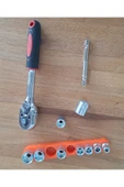 Depolife Cırcır Kollu 9 parçalı Lokma seti  ve Matkap adaptörü 1/4 soket Lokma Takımı  cır cır anahtar kolu - 7