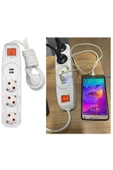 Depolife Voltaj Akım Korumalı 3lü Grup Priz Çocuk Koruma 2'li Usb Şarj 1,5 Mt Uzatma Kablolu Işıklı Anahtarlı - 2